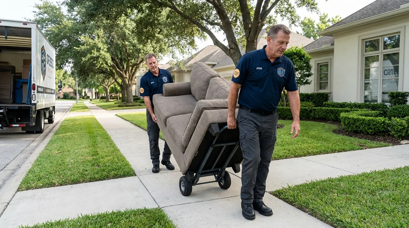 Local residential moving crew loading furniture in Mamaroneck, NY